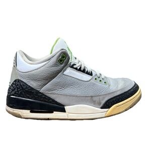 Jordan Men’s Retro Trainer Gray Black White with Neon Green Accents